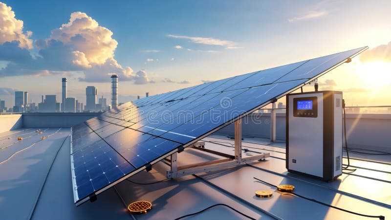 Inverter điện mặt trời được lắp đặt gọn gàng trong hệ thống thực tế.